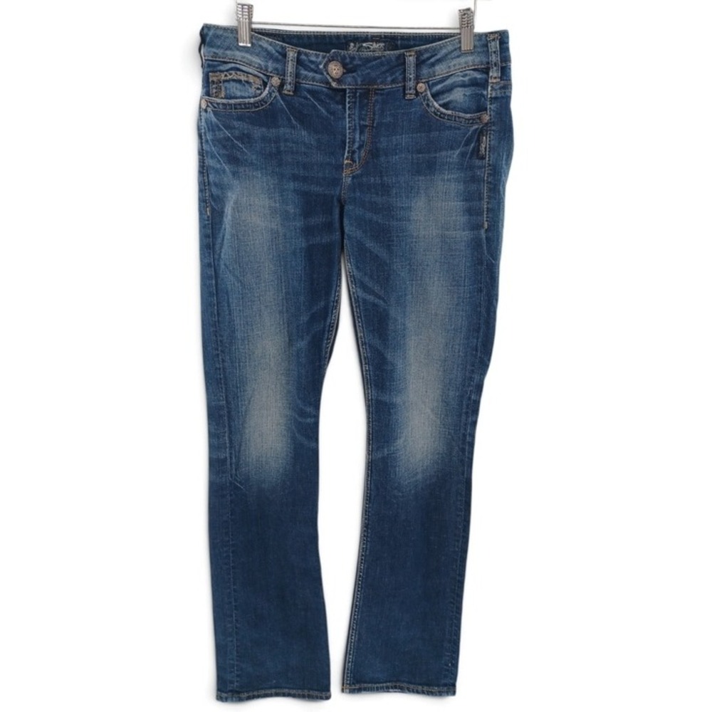 Silver Jeans Tuesday Straight Leg Womens 29x30 Blue Super Stretch Low Rise Faded